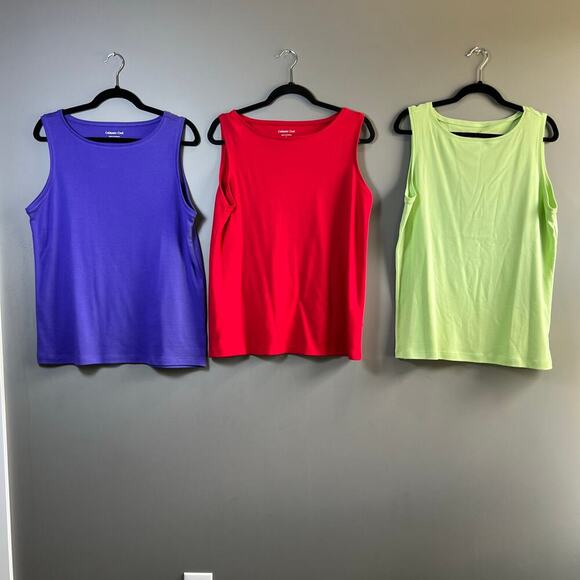 Lot of 3 Coldwater Creek Cotton Tank Tops Size Large - Picture 1 of 4